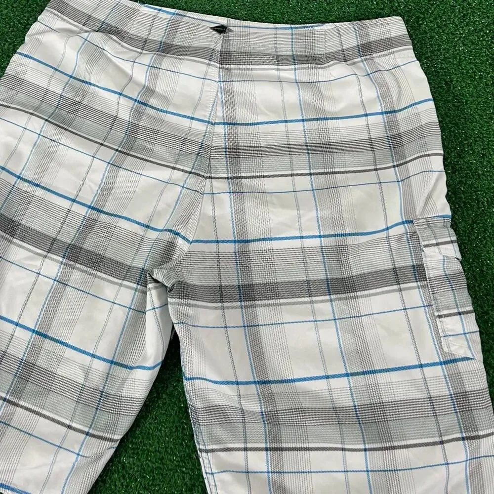 Retro O’Neill Surf Checker White Plaid AOP Board Shorts  Size 36